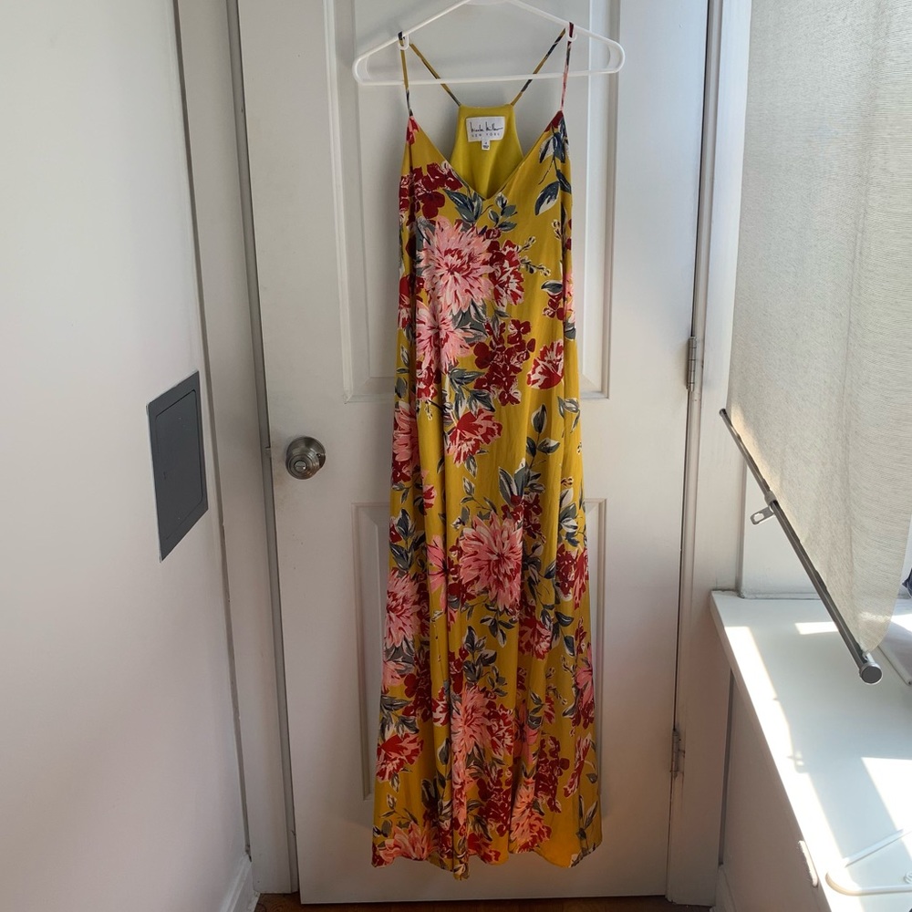 Anthropologie | Nicole Miller | Gold Silk Maxi Dress | Size 4